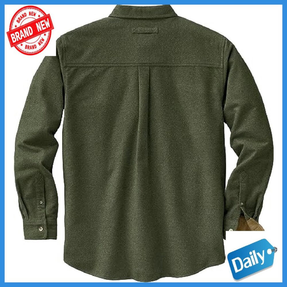 Men's 100% Cotton Flannel Shirt Long Sleeve Button Down Relaxed Fit - Picture 4 of 8